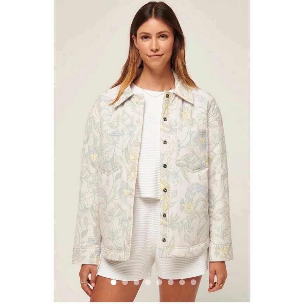 Travis Mathew jacket women S Small ivory floral pockets Three Day Gataway $179
